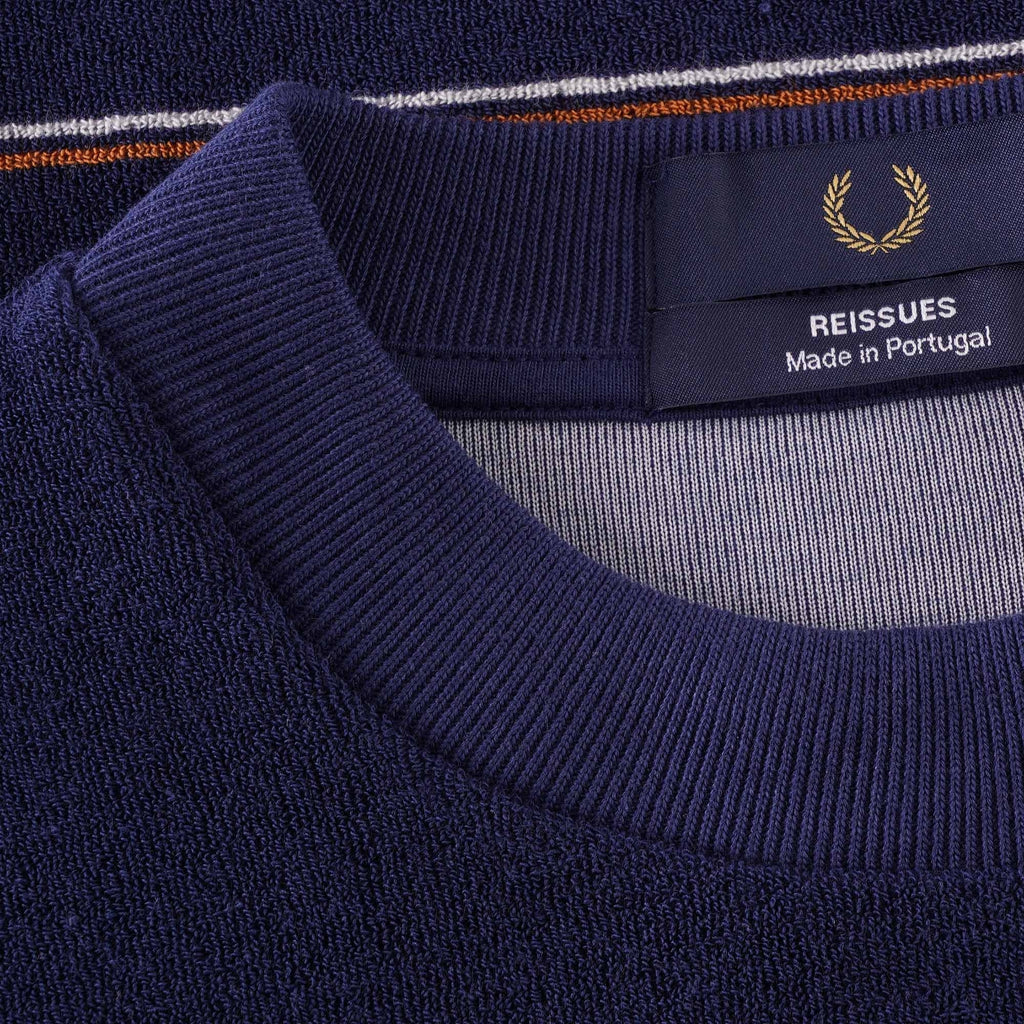 Fred Perry Reissues Striped Towelling T-Shirt - French Navy