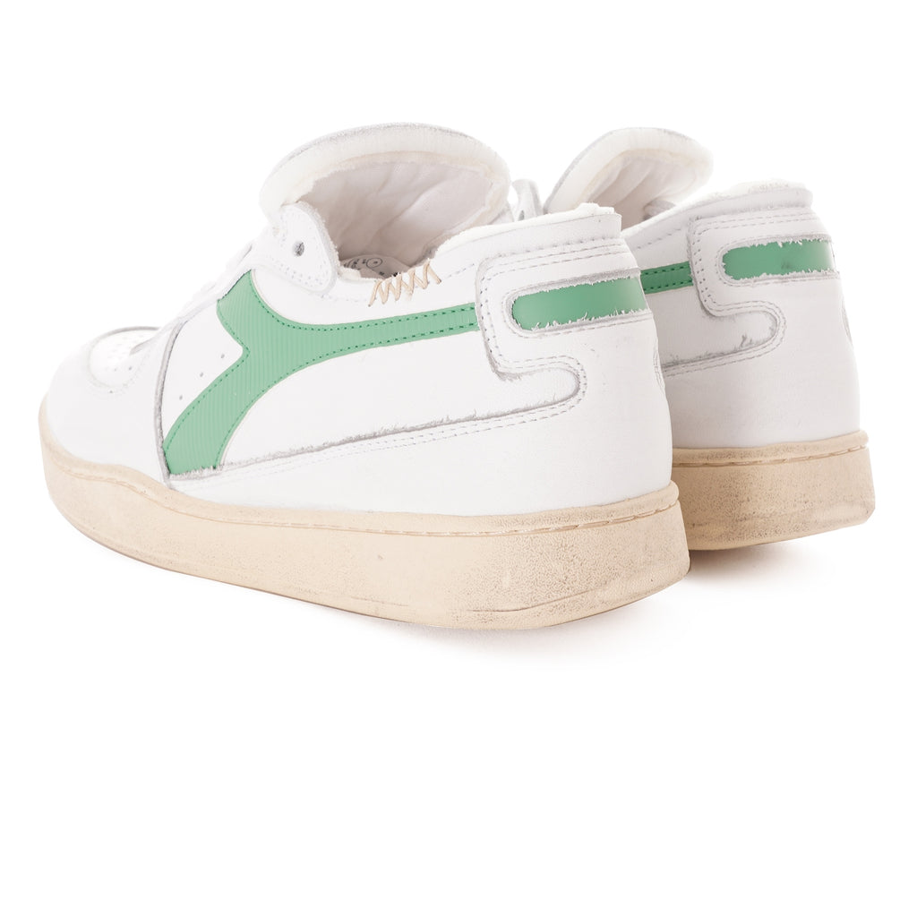 Diadora MI Basket Row Cut - White/Green Stone