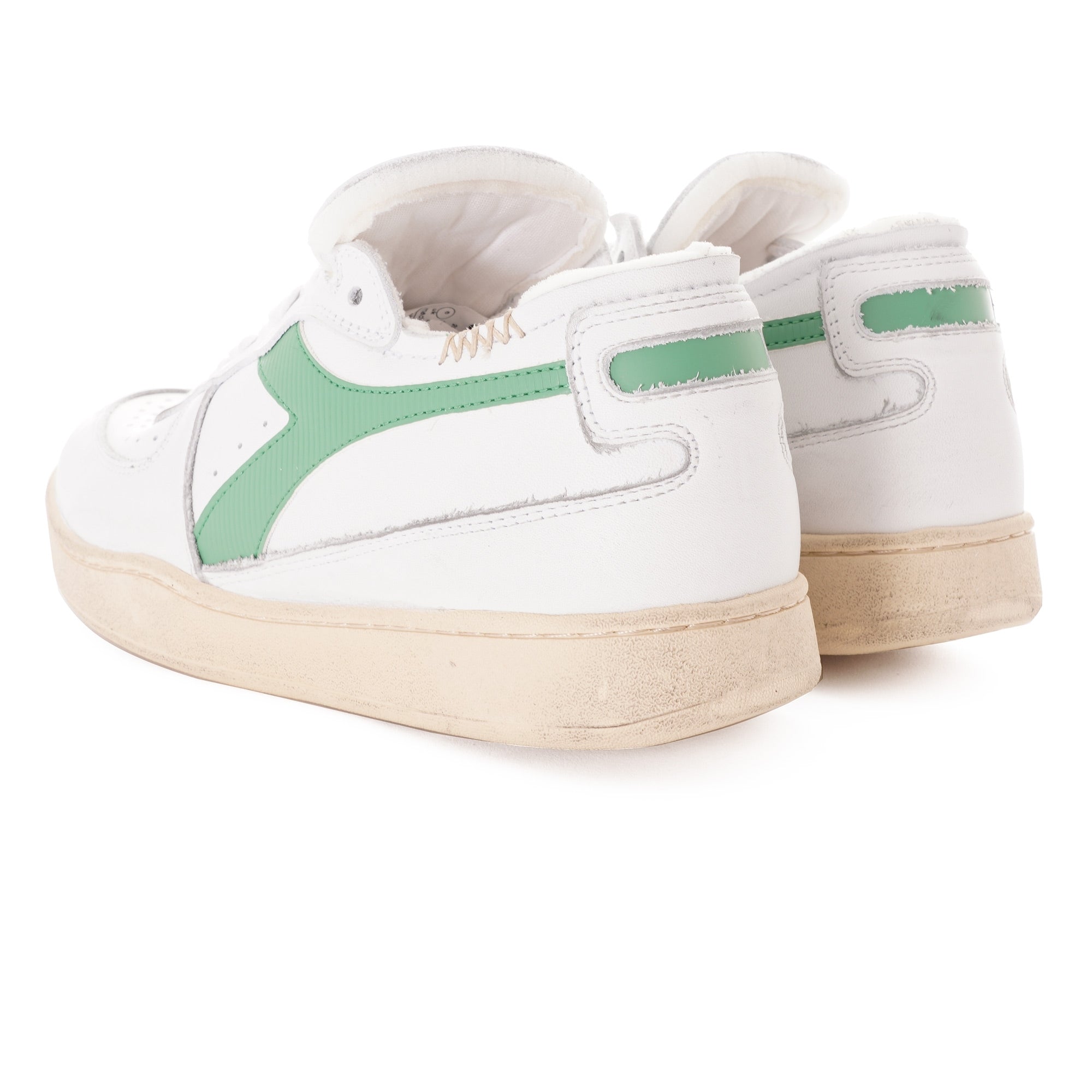 Diadora MI Basket Row Cut - White/Green Stone