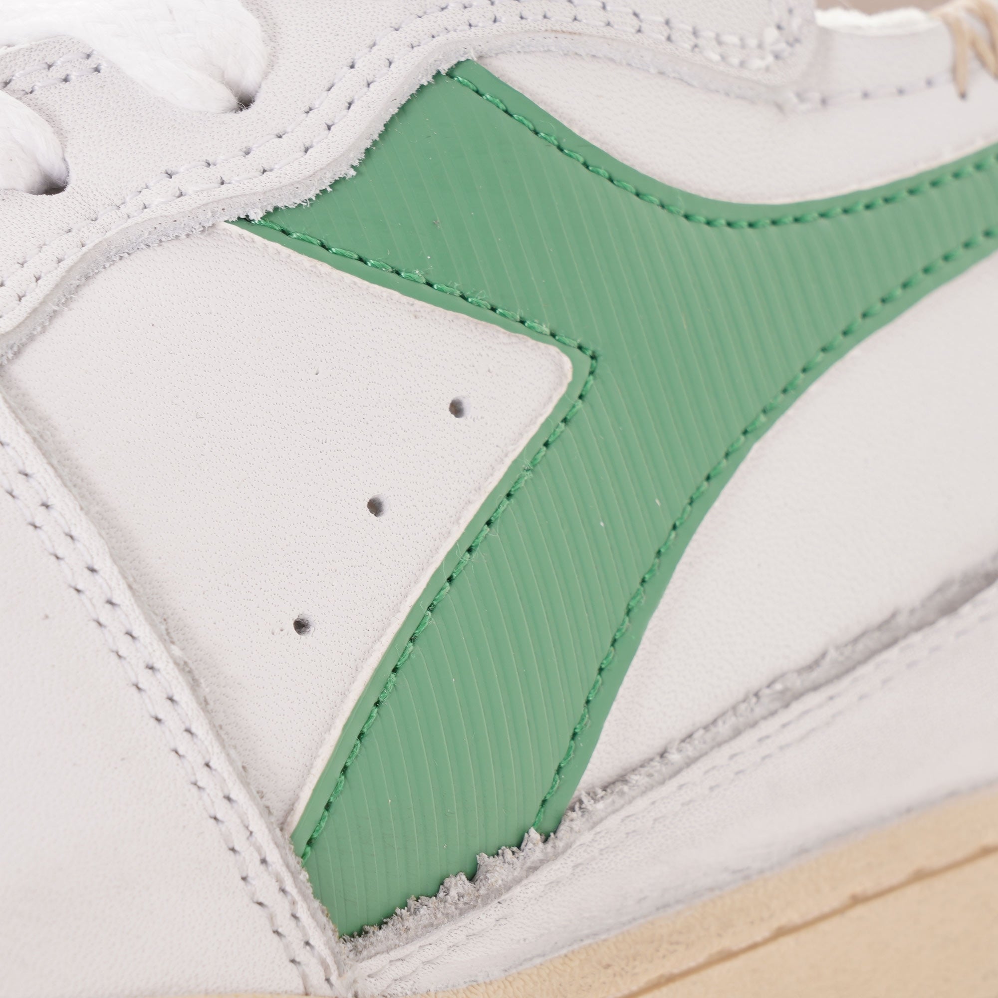 Diadora MI Basket Row Cut - White/Green Stone