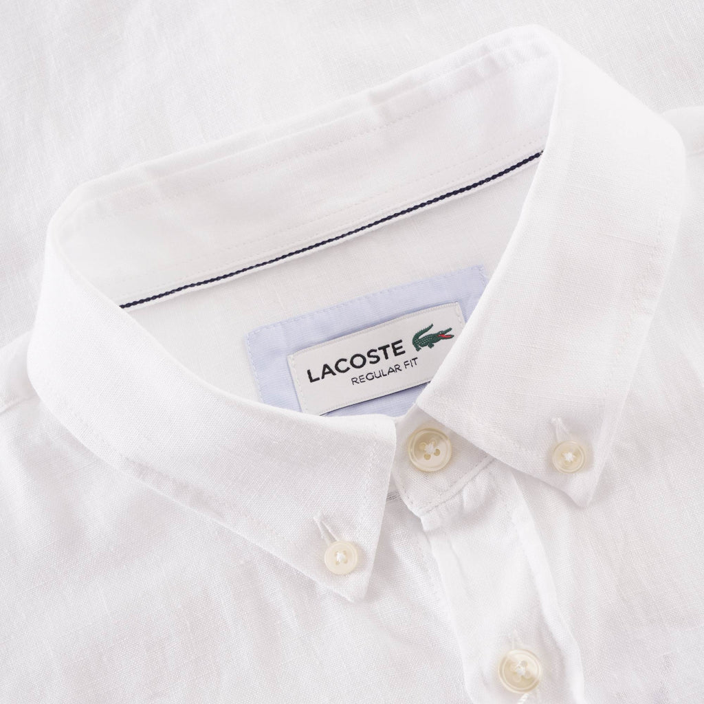 Lacoste Short Sleeve Linen Shirt - White