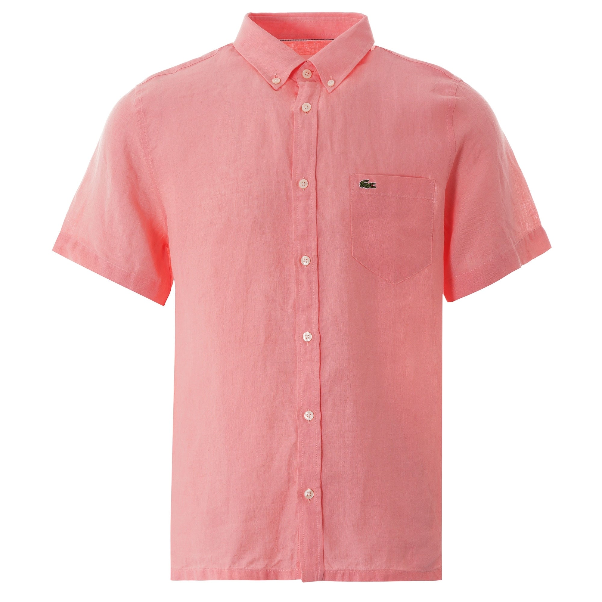 Lacoste Short Sleeve Linen Shirt - Elf Pink