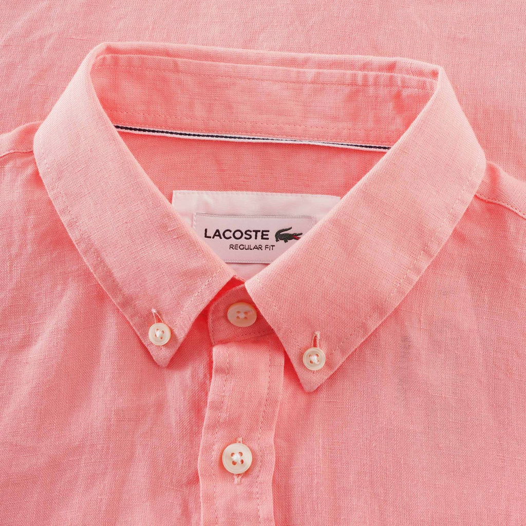 Lacoste Short Sleeve Linen Shirt - Elf Pink