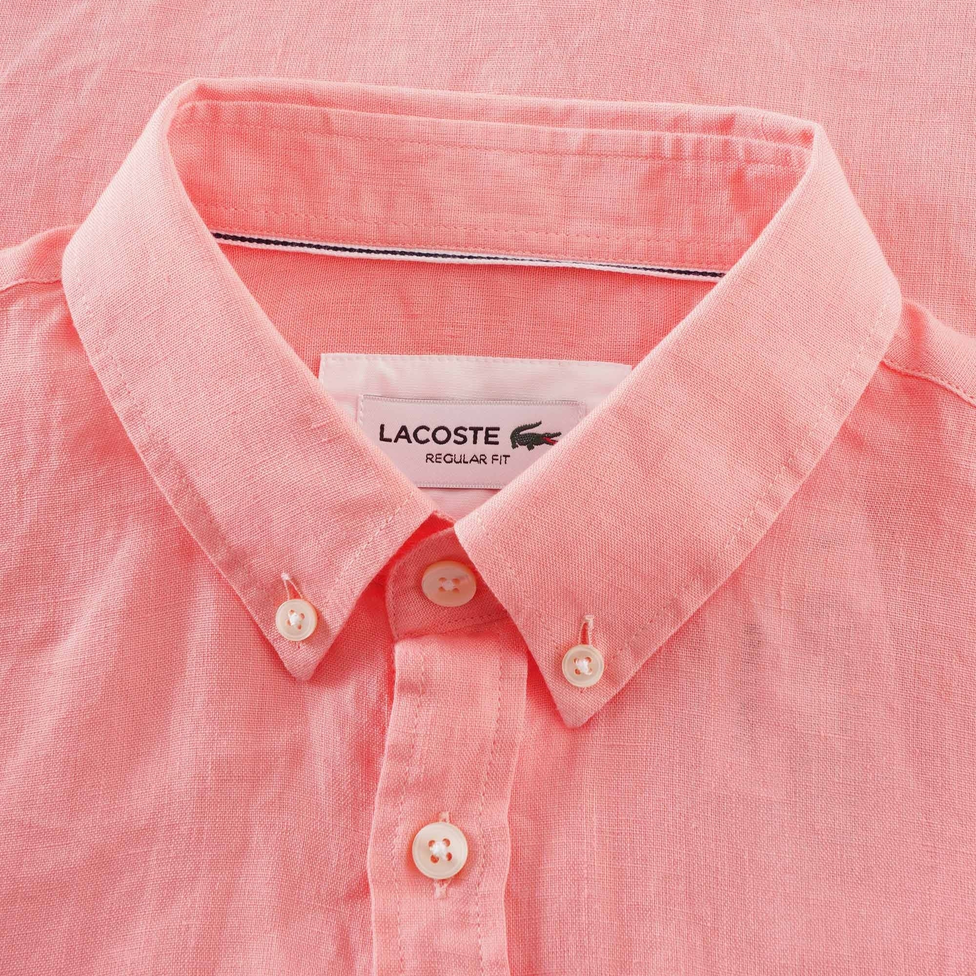 Lacoste Short Sleeve Linen Shirt - Elf Pink