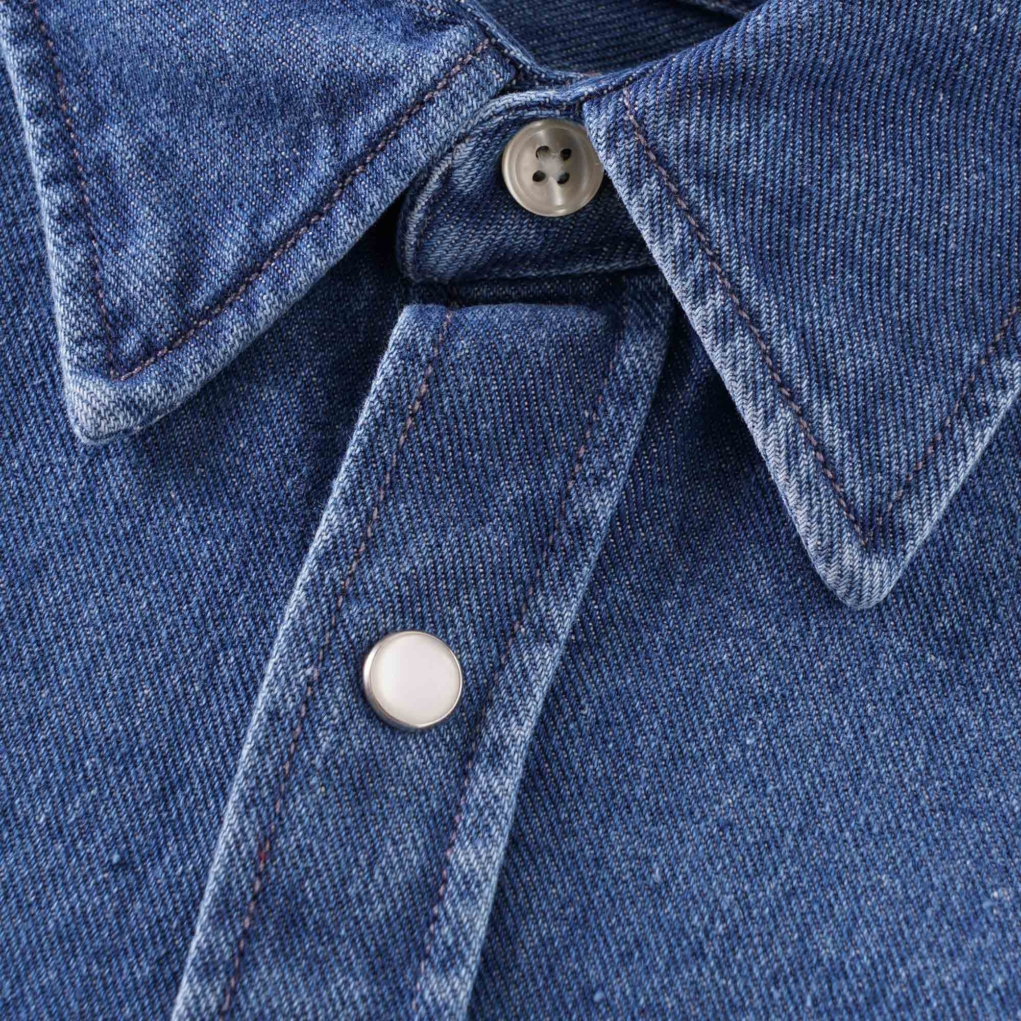 Lacoste Snap Button Denim Shirt - Blue