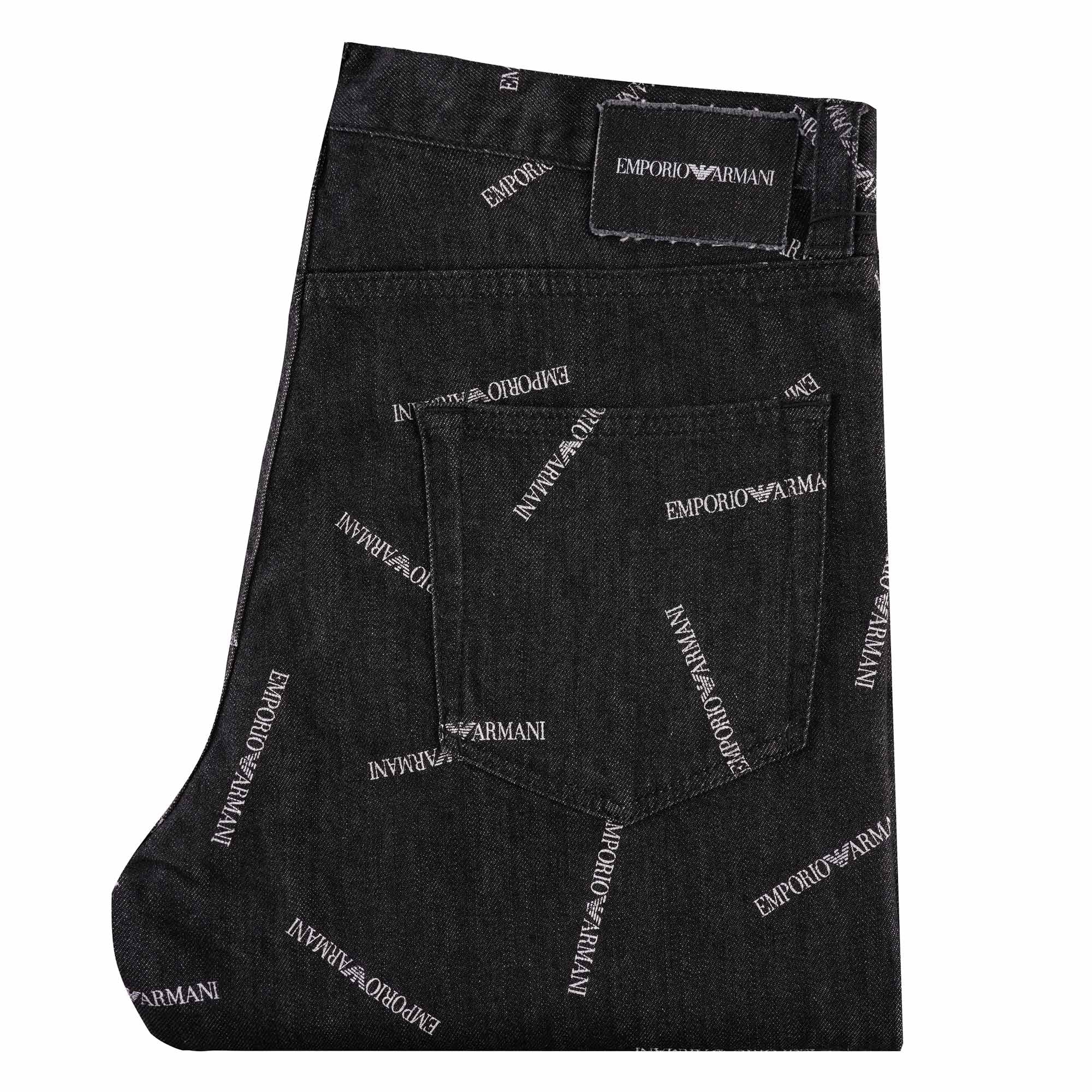 Emporio Armani All Over Print Denim Jeans - Nero