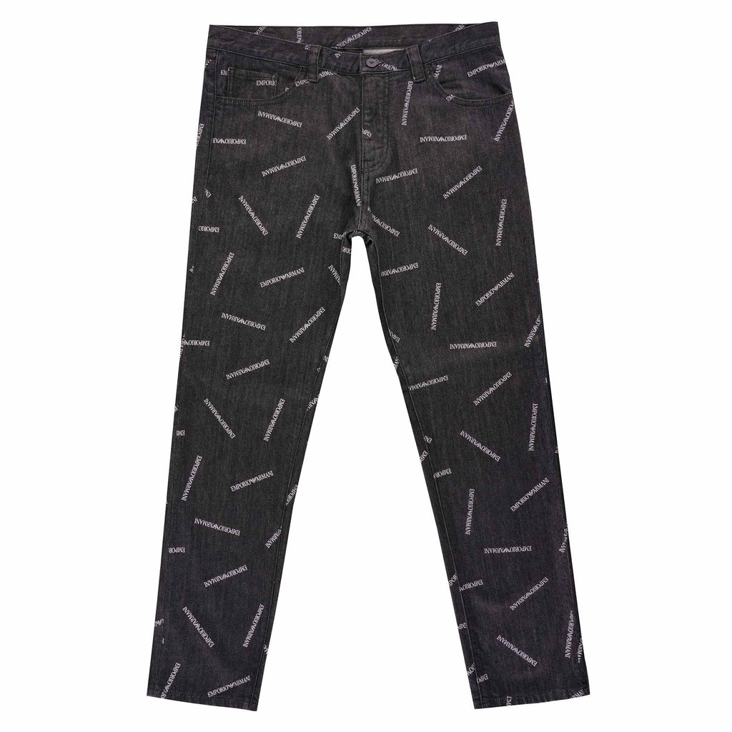 Emporio Armani All Over Print Denim Jeans - Nero