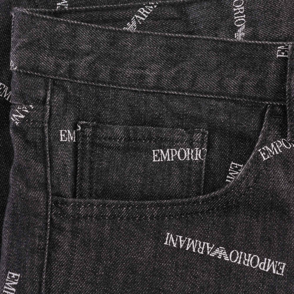 Emporio Armani All Over Print Denim Jeans - Nero
