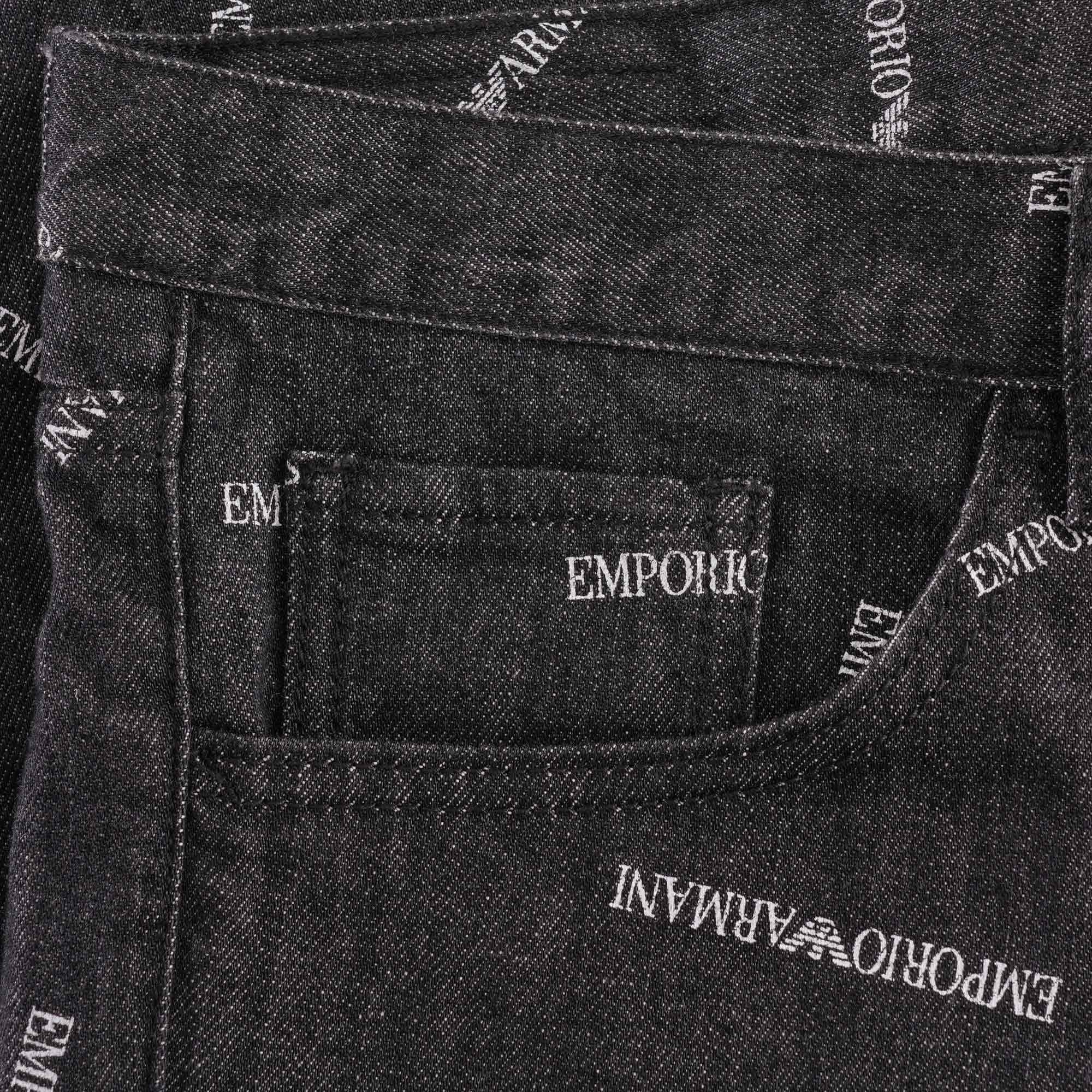 Emporio Armani All Over Print Denim Jeans - Nero