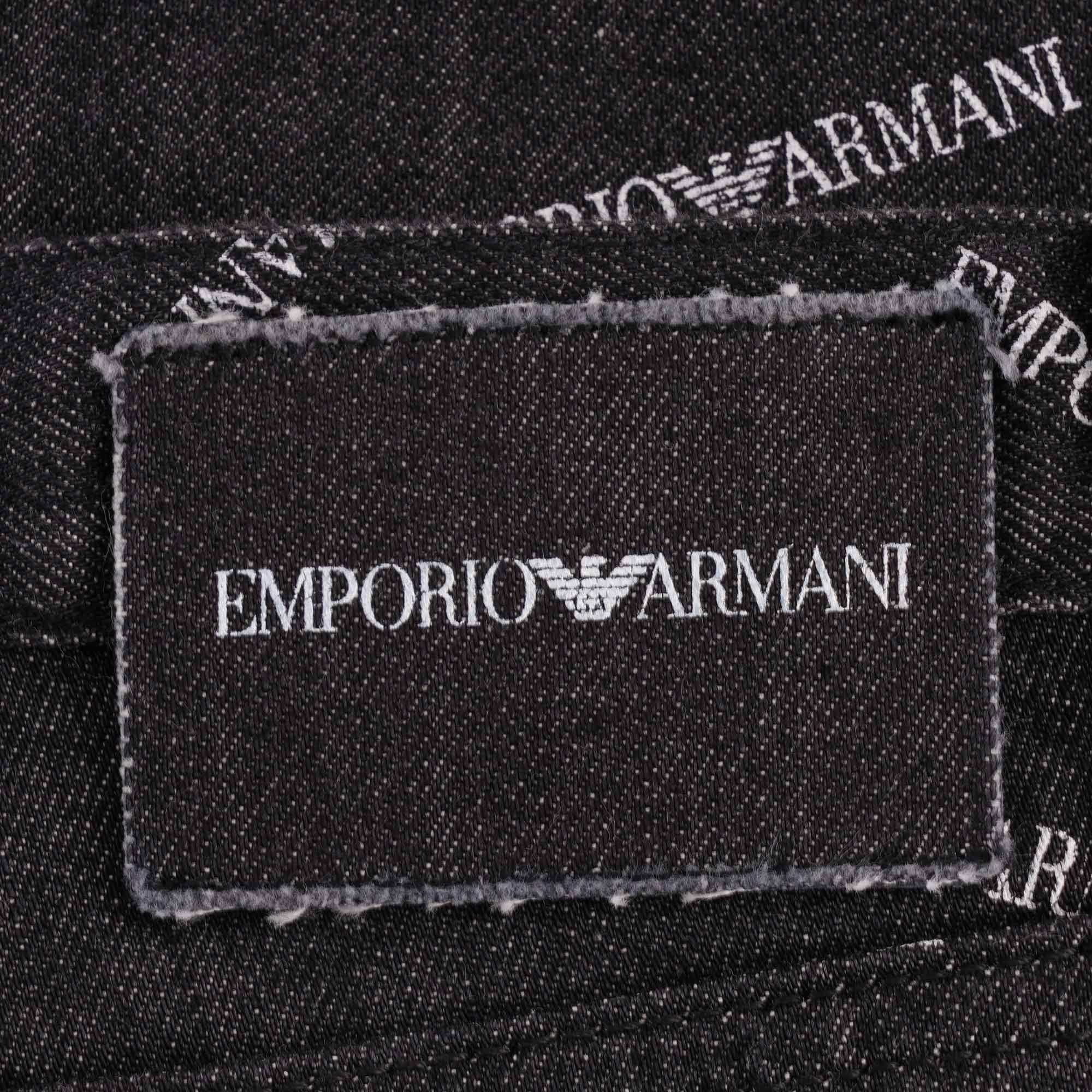 Emporio Armani All Over Print Denim Jeans - Nero