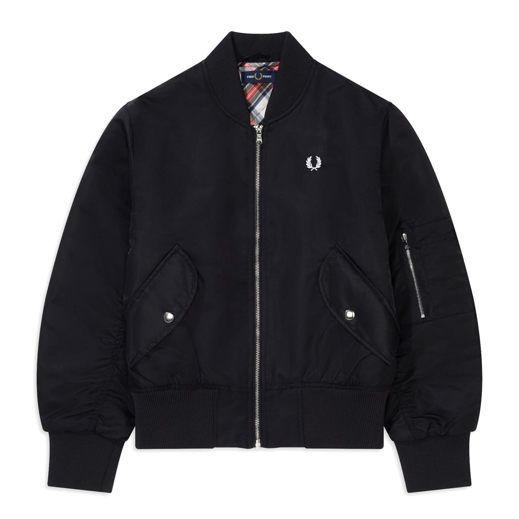 Fred Perry Womens Cropped MA1 Bomber Jacket - Black