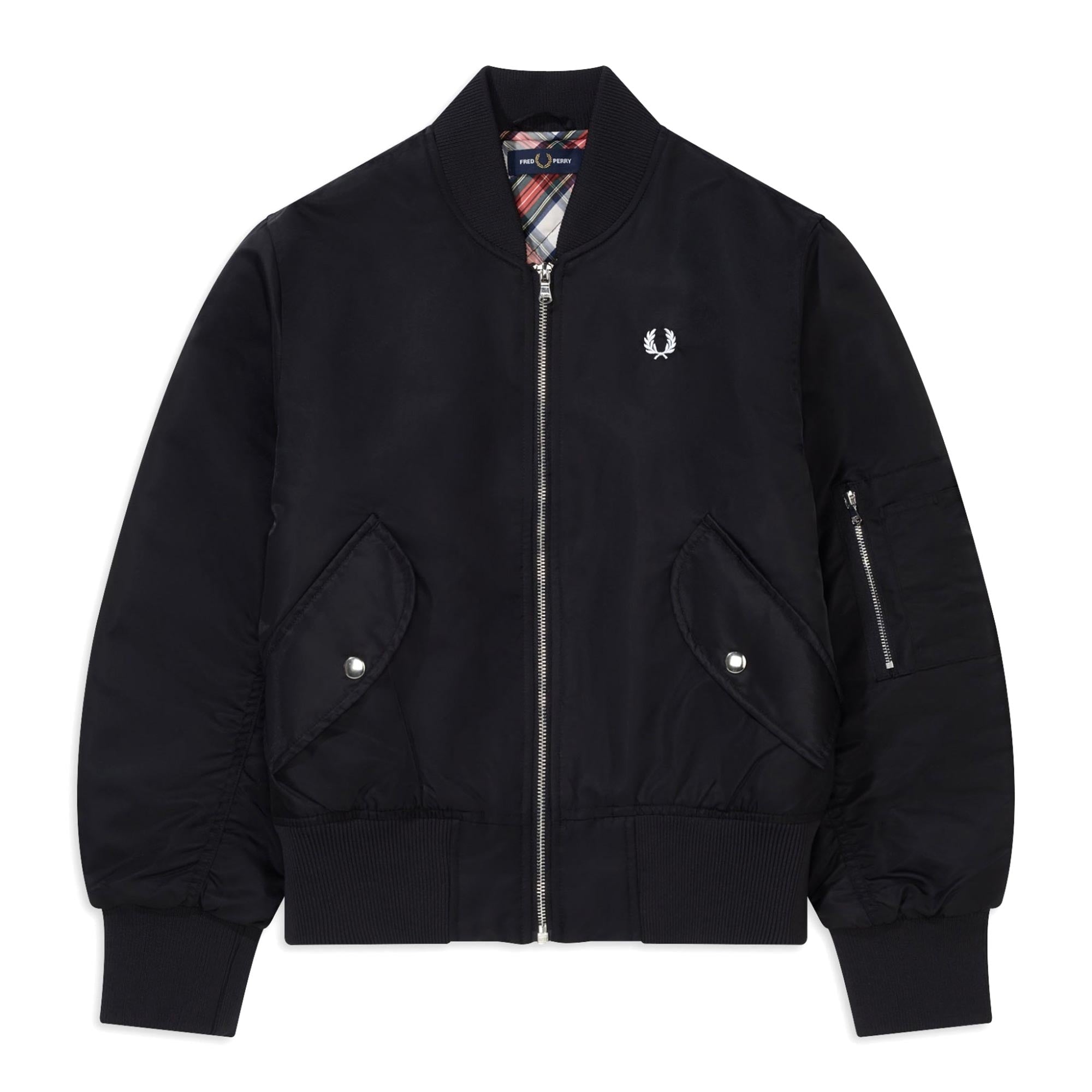 Fred Perry Womens Cropped MA1 Bomber Jacket - Black