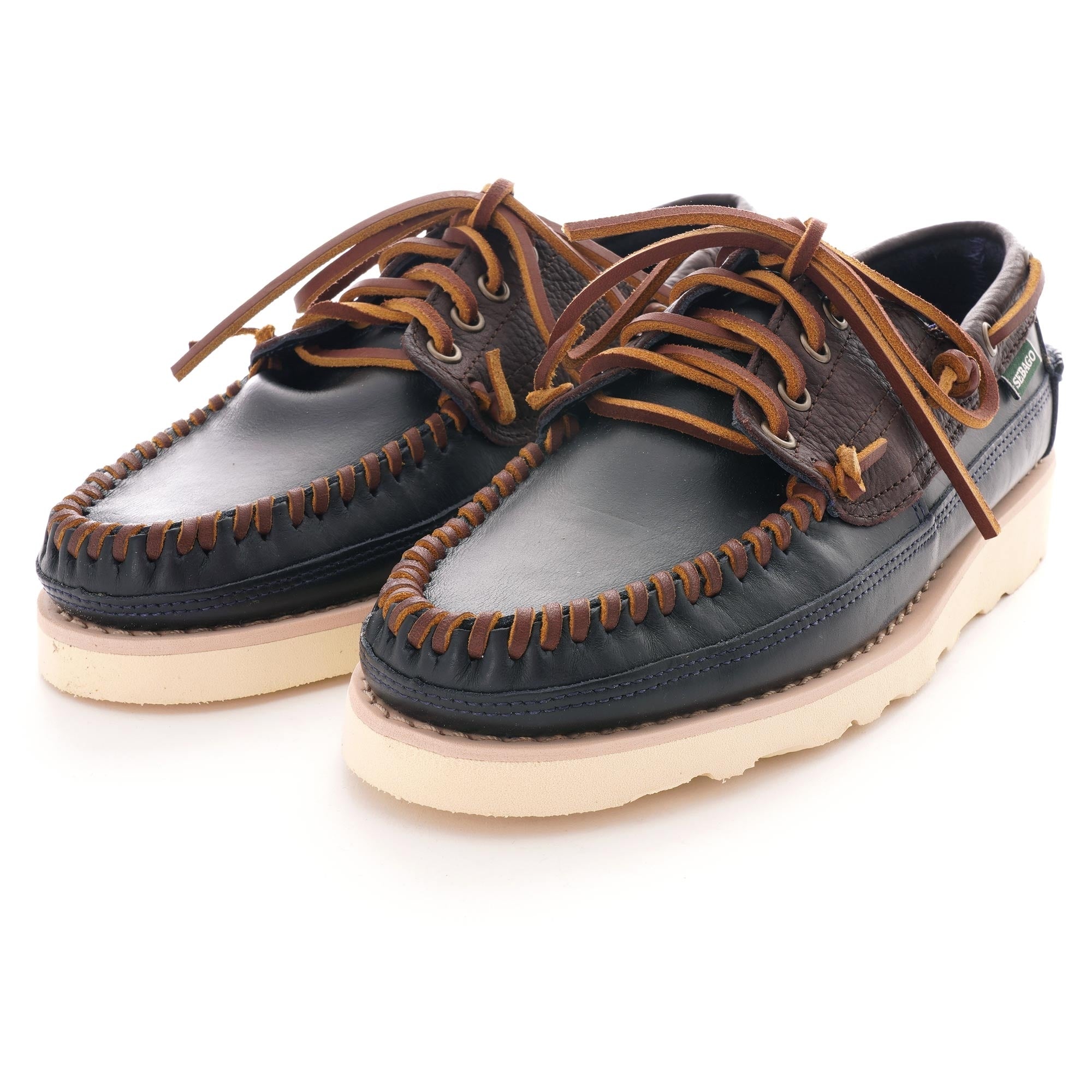 Seneca Leather Moccasin - Navy/Brown
