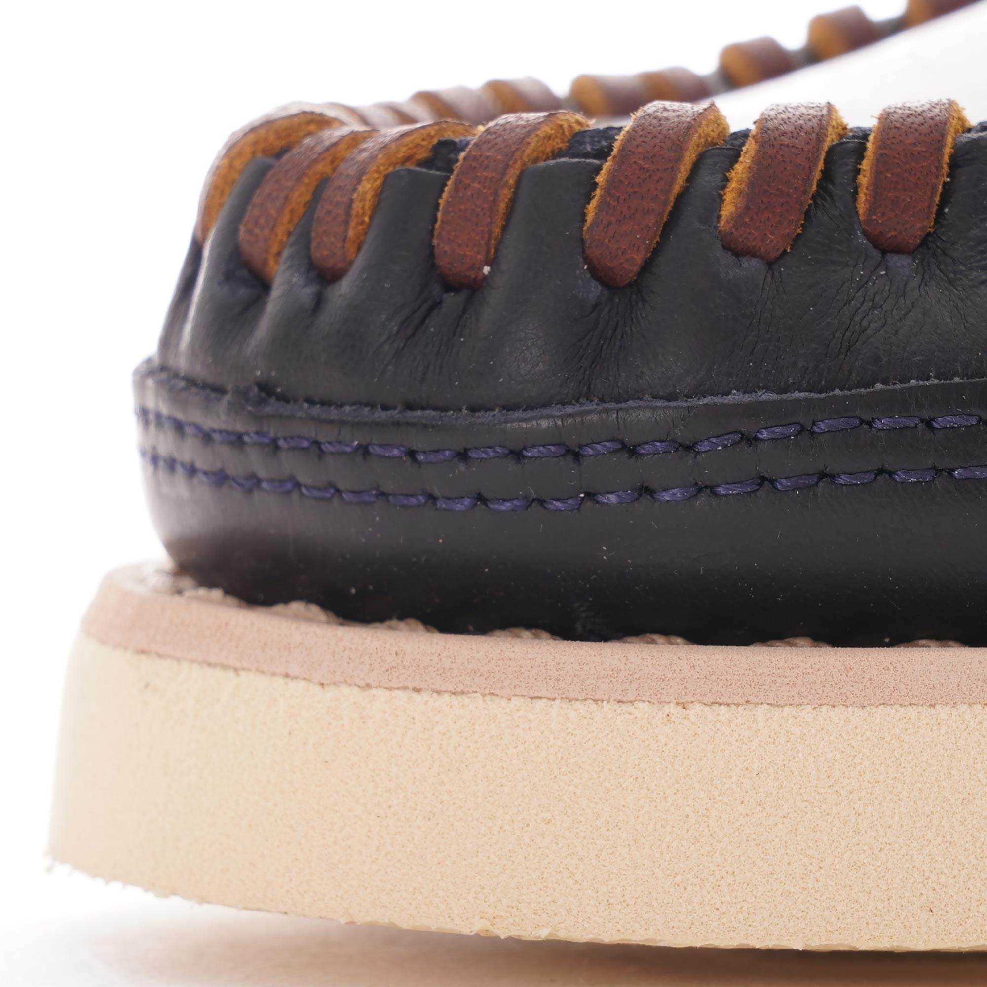 Seneca Leather Moccasin - Navy/Brown