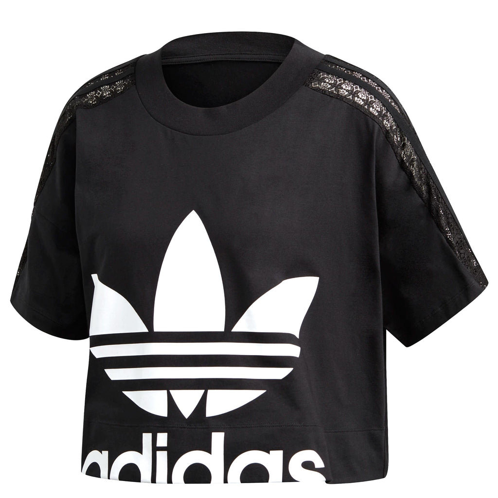 Adidas Originals Womens Cropped Lace T-shirt - Black