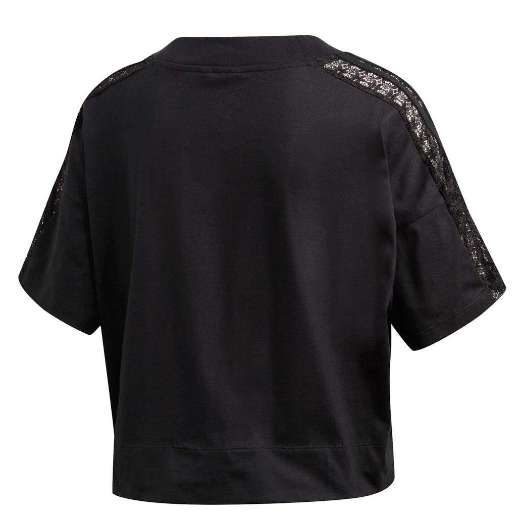 Adidas Originals Womens Cropped Lace T-shirt - Black
