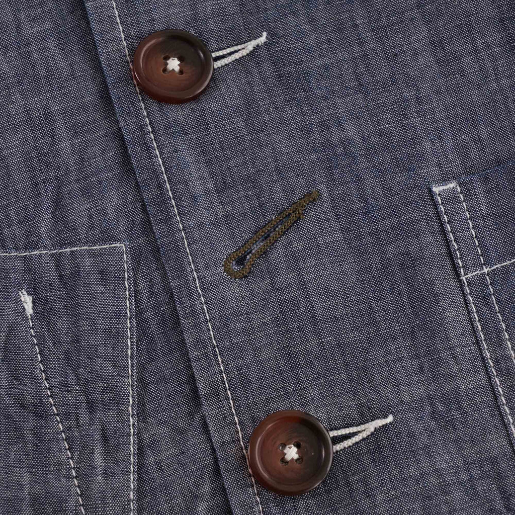 Universal Works Patched Chambray Bakers Jacket - Indigo