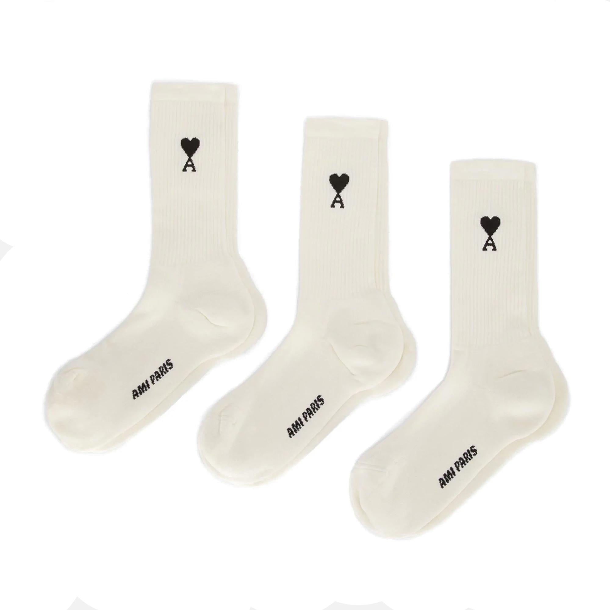 AMI De Coeur Socks Pack x 3 - Off White