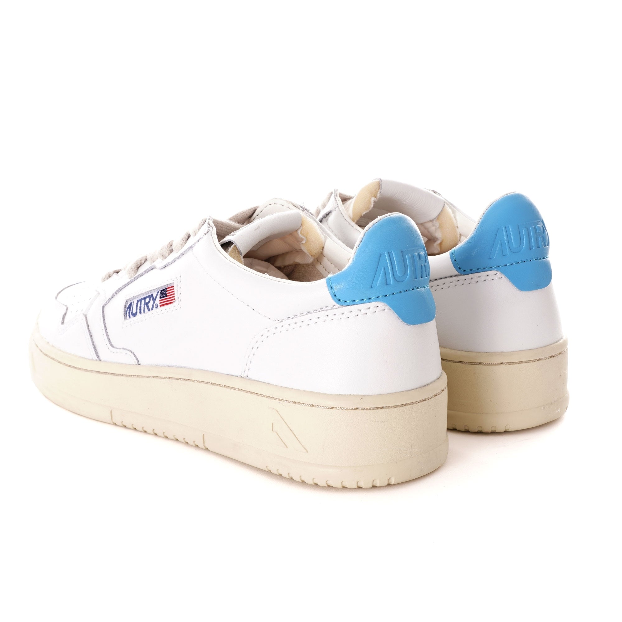 Autry Action Shoes Low Leather - White/Turqoise