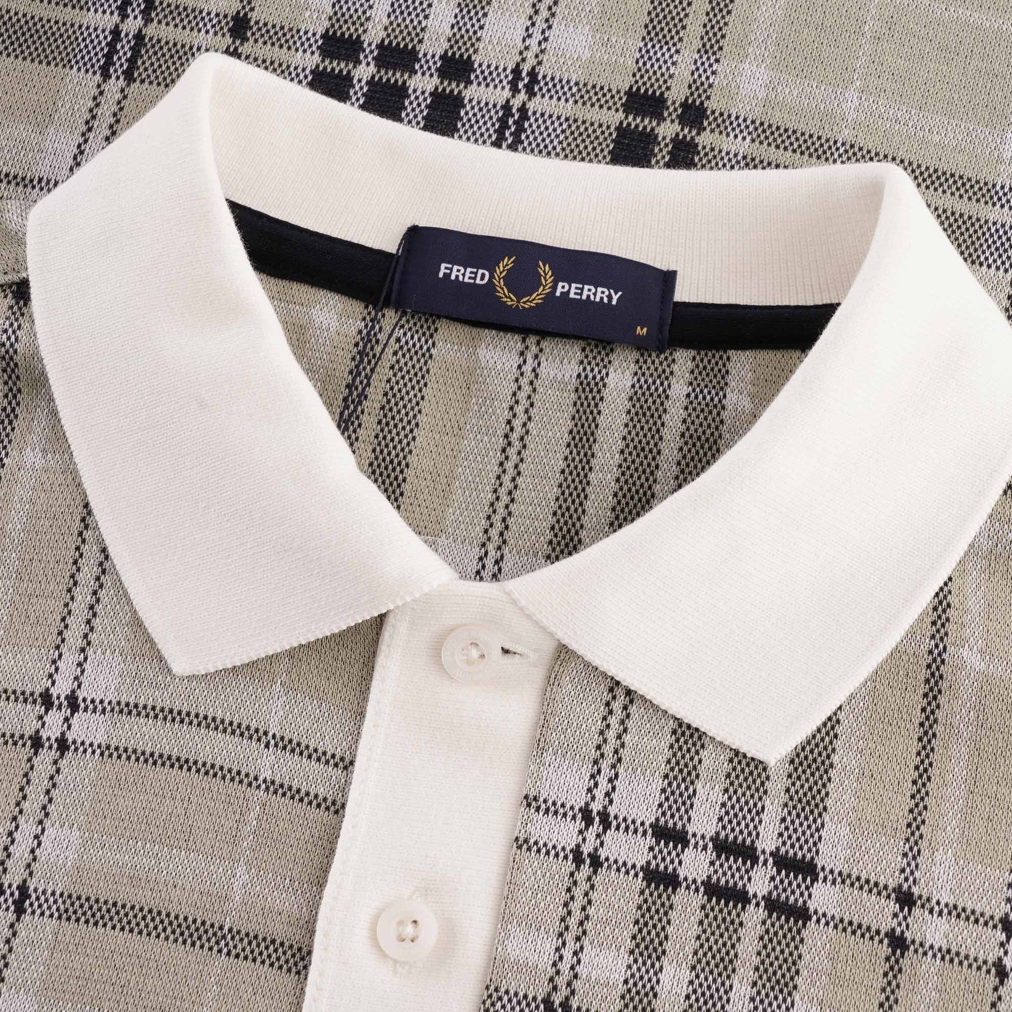 Fred Perry Jaquared Check Polo - Snow White