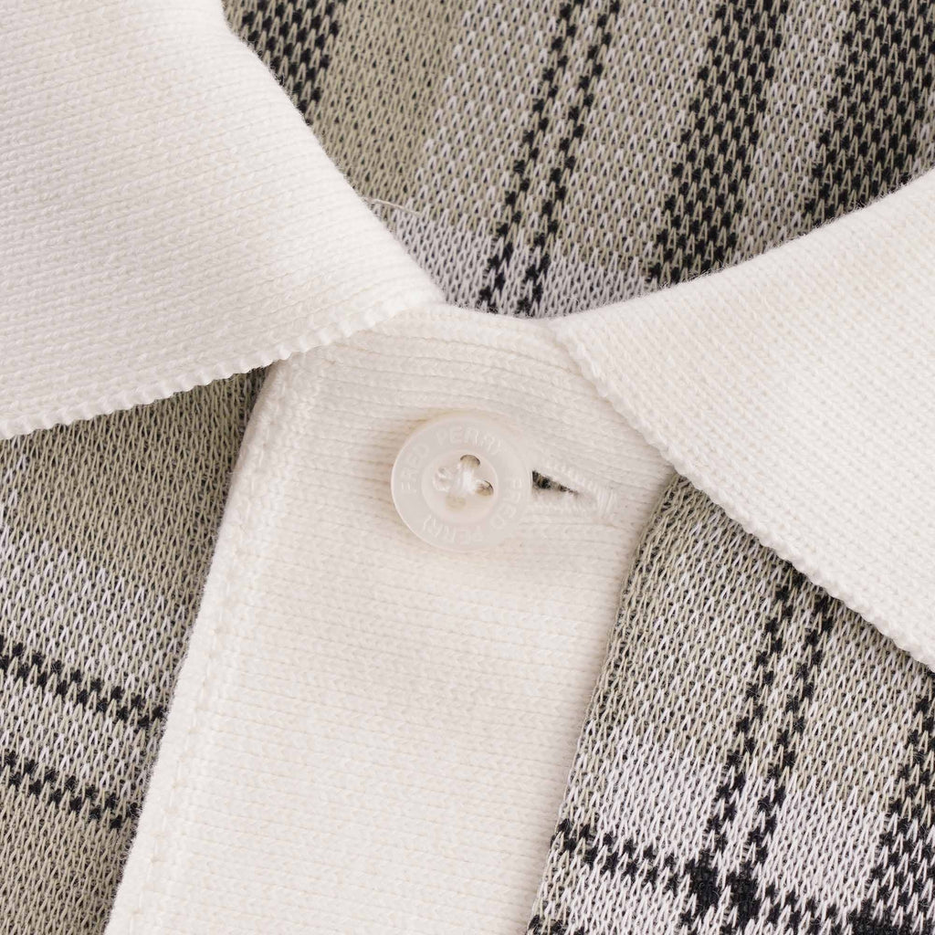 Fred Perry Jaquared Check Polo - Snow White