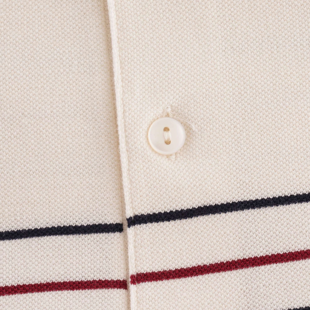 Collarless Striped Polo Shirt