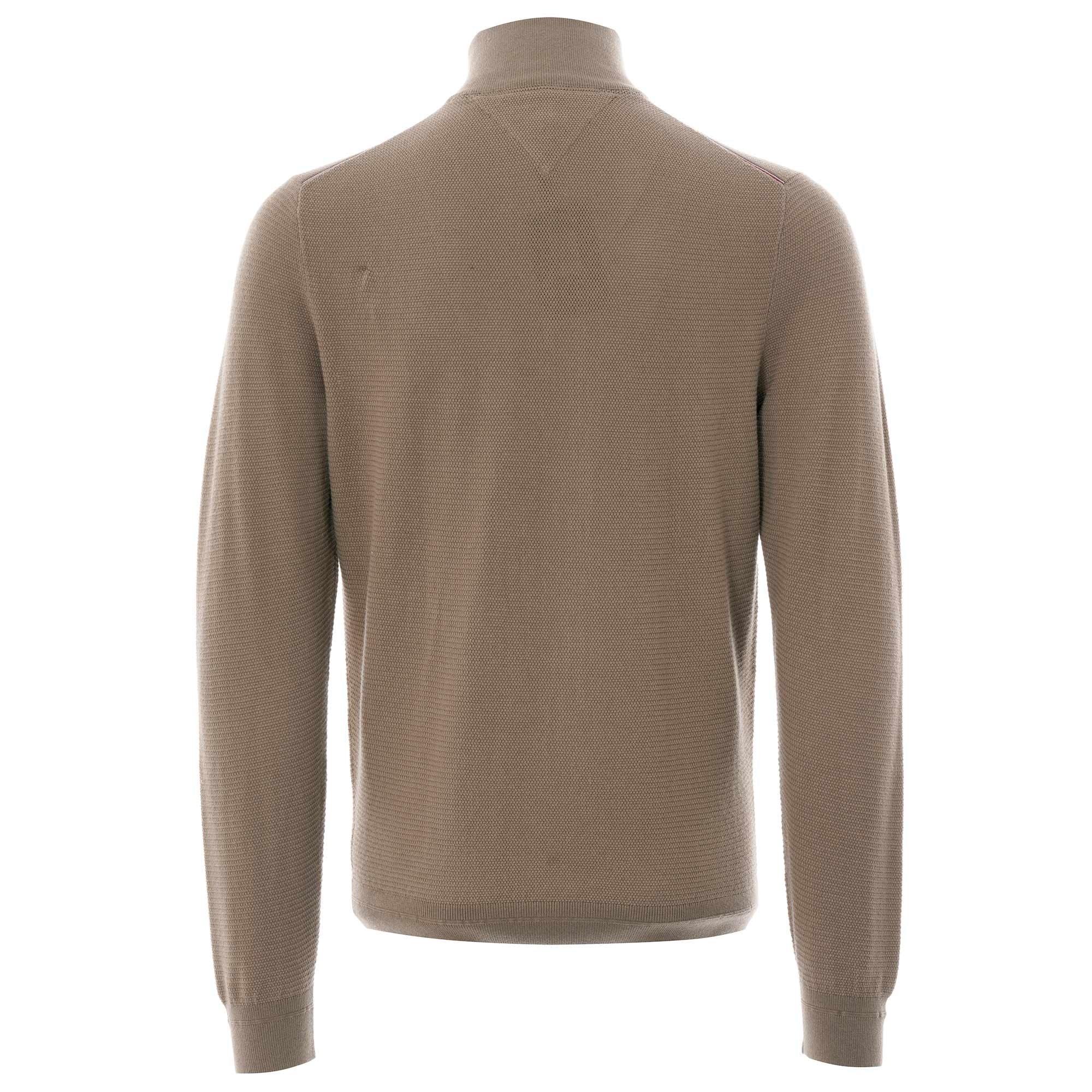 Tommy Hilfiger Textured Zipped Neck Jumper - Batique Khaki