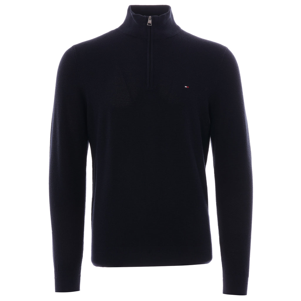 Tommy Hilfiger Textured Zipped Neck Jumper - Desert Sky
