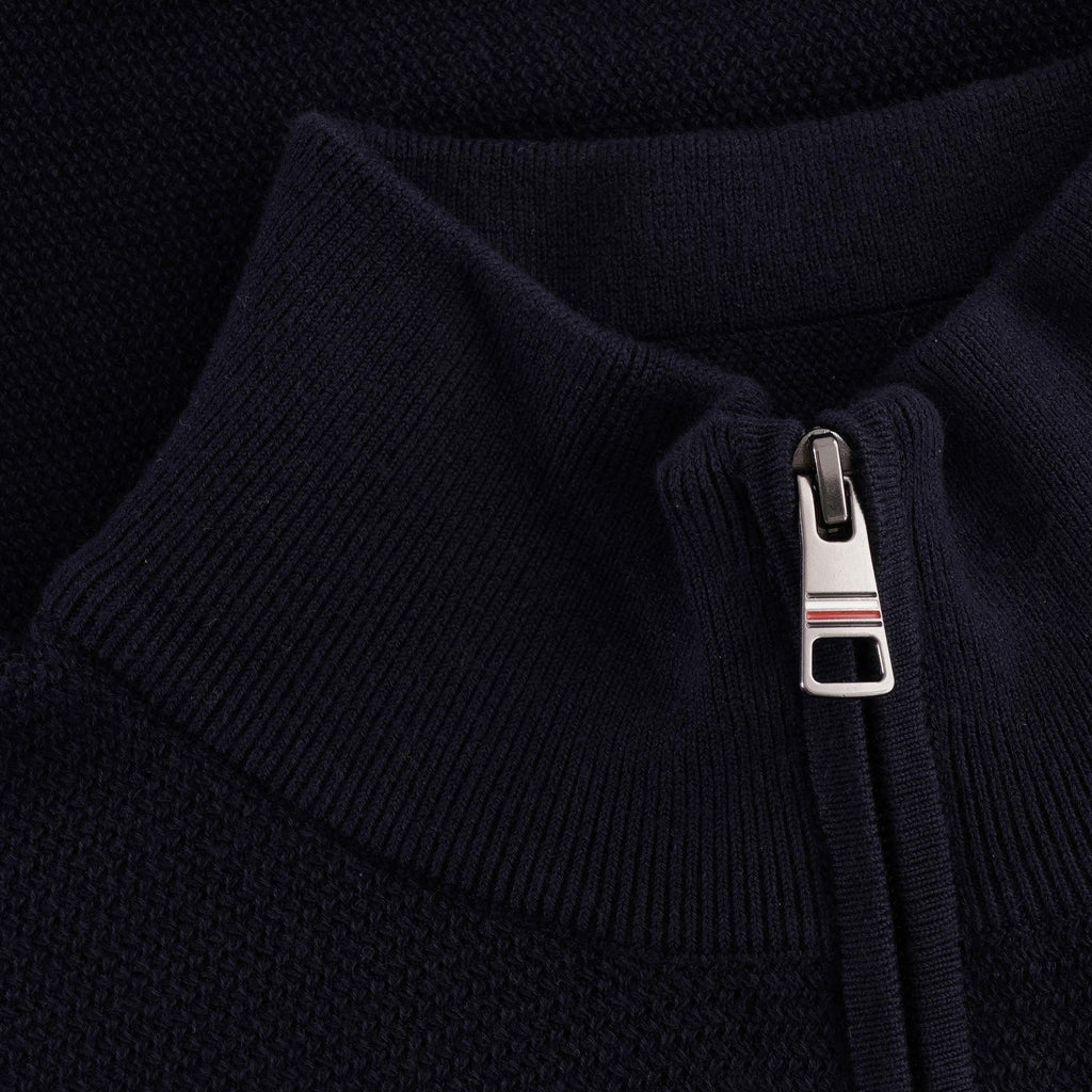 Tommy Hilfiger Textured Zipped Neck Jumper - Desert Sky