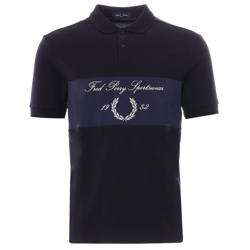 Fred Perry Archive Branding Polo Shirt - Navy