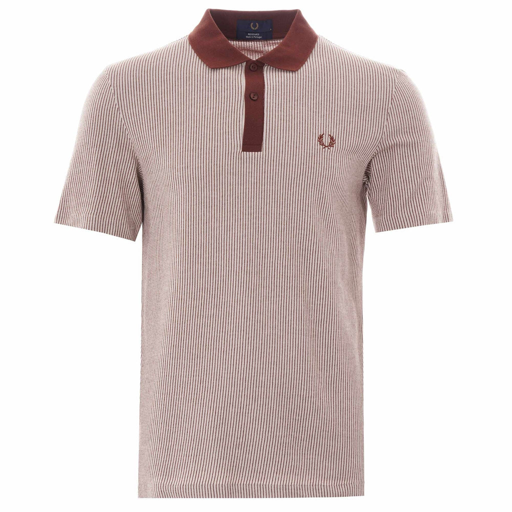 Fred Perry Vertical Stripe Polo Shirt - Auburn