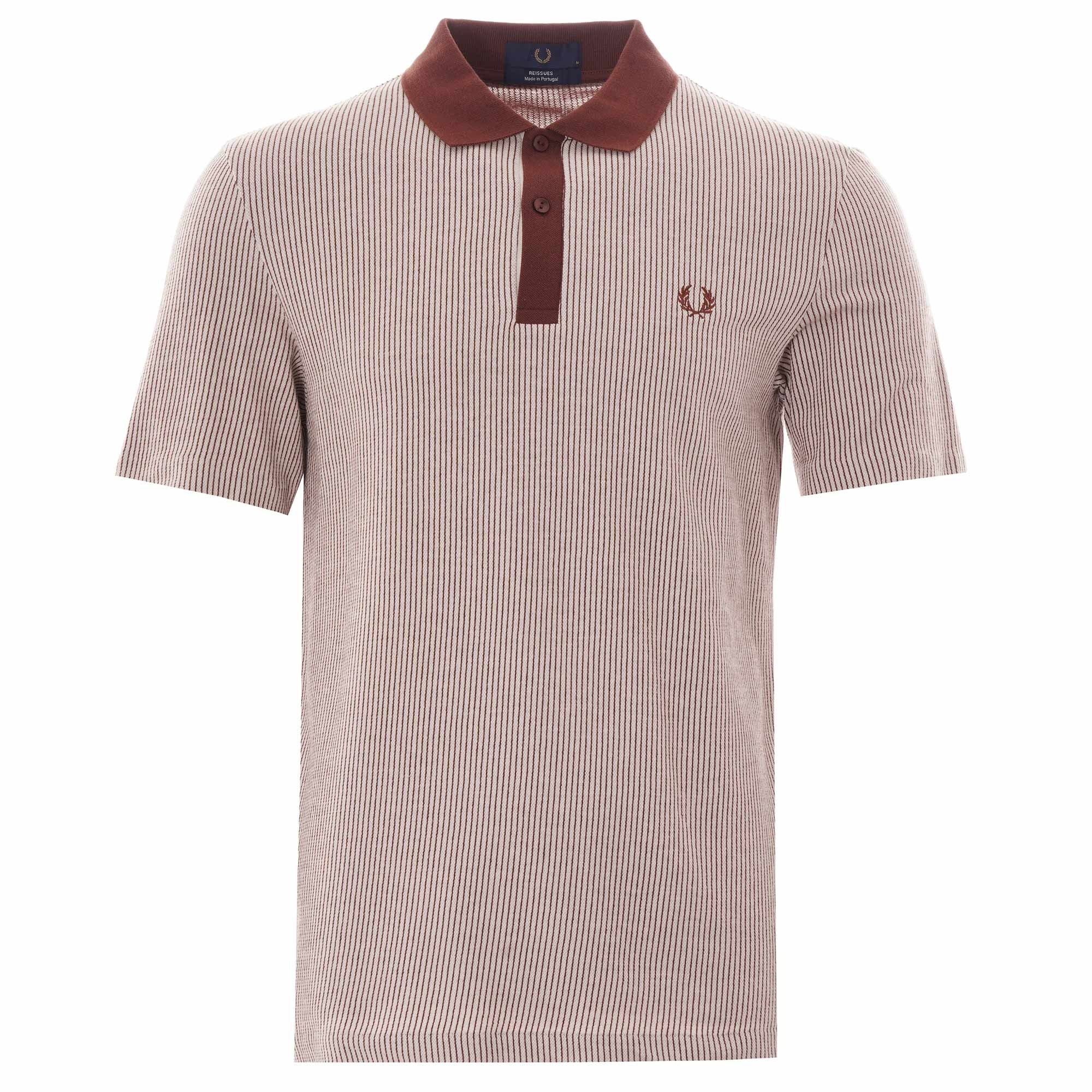 Fred Perry Vertical Stripe Polo Shirt - Auburn