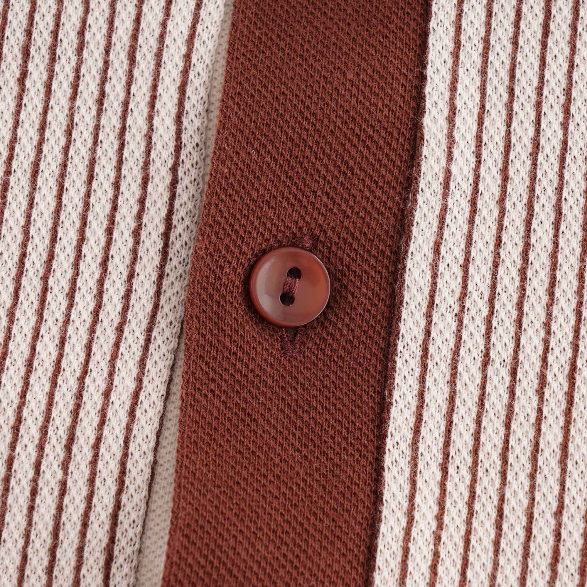 Fred Perry Vertical Stripe Polo Shirt - Auburn