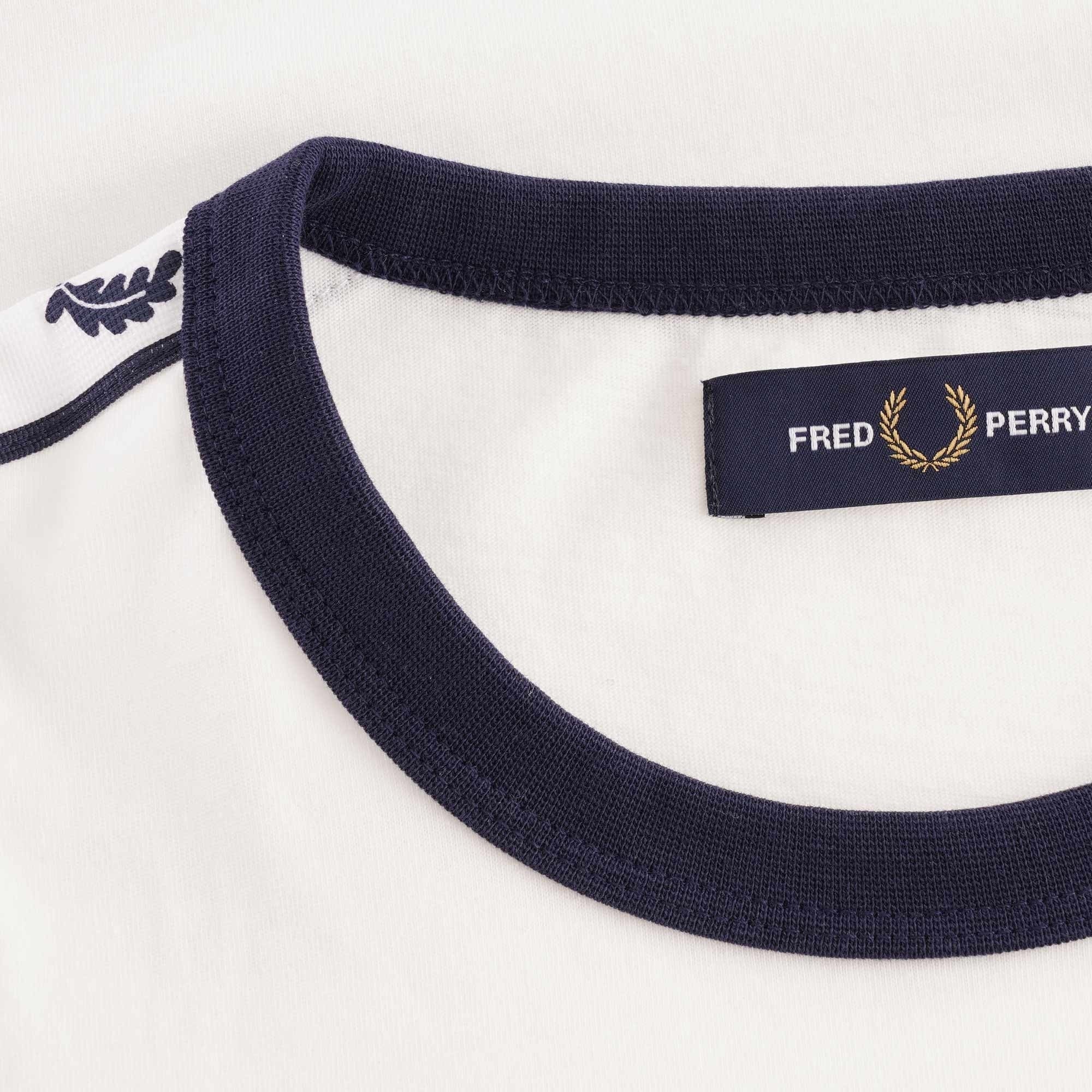 Fred Perry Tonal Taped Ringer T-Shirt - Snow white