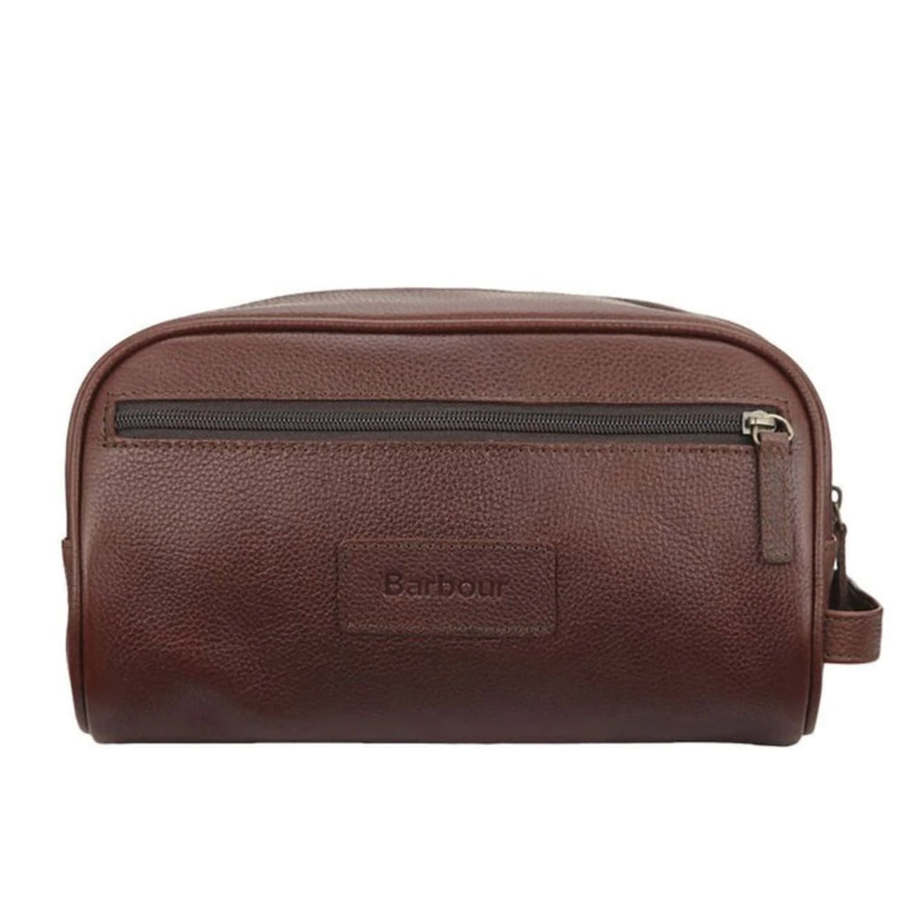 Barbour Leather Washbag - Brown