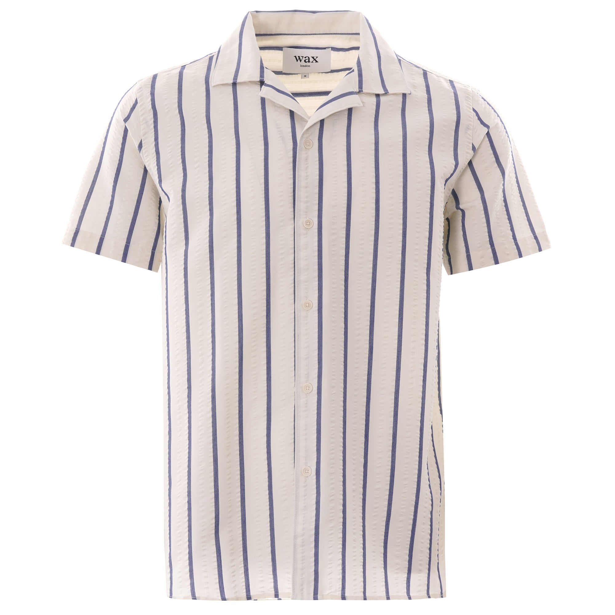 Wax London Didcot Short Sleeve Shirt - Navy Stripe
