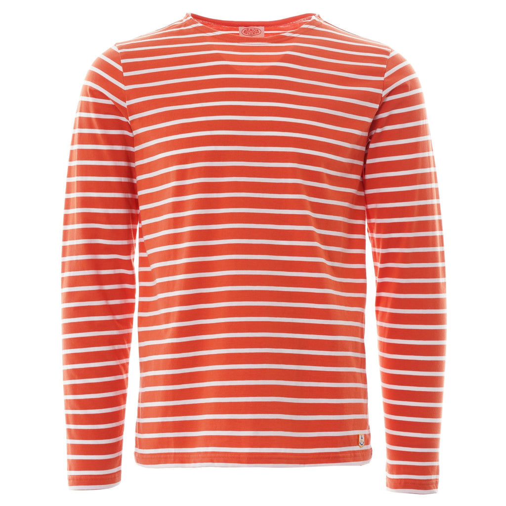 Armor Lux Long Sleeve Breton Striped Mariniere T-Shirt - Orange