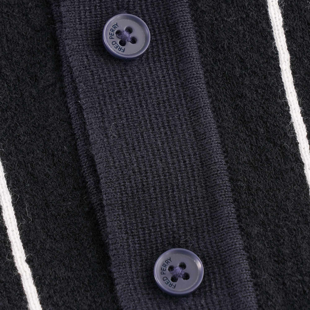 Fred Perry Stripe Knitted Shirt - Navy