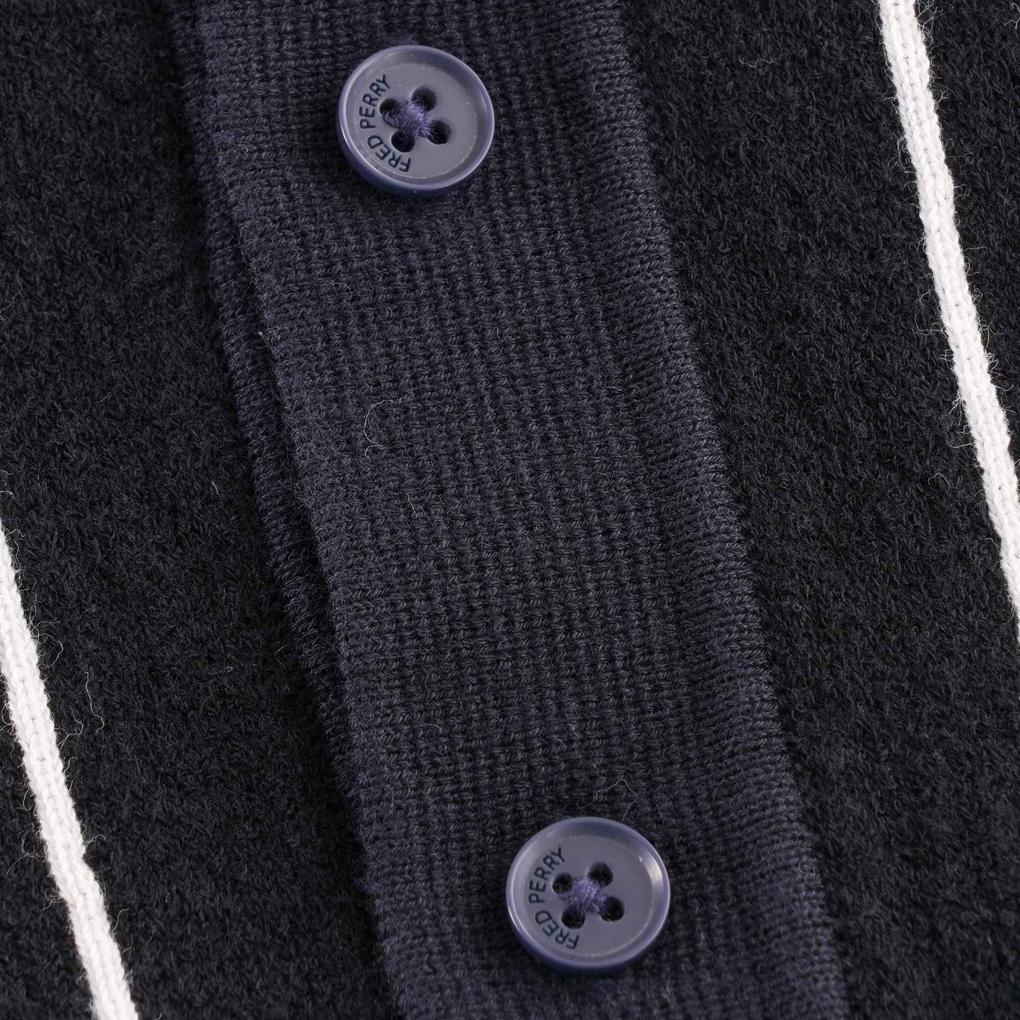 Fred Perry Stripe Knitted Shirt - Navy