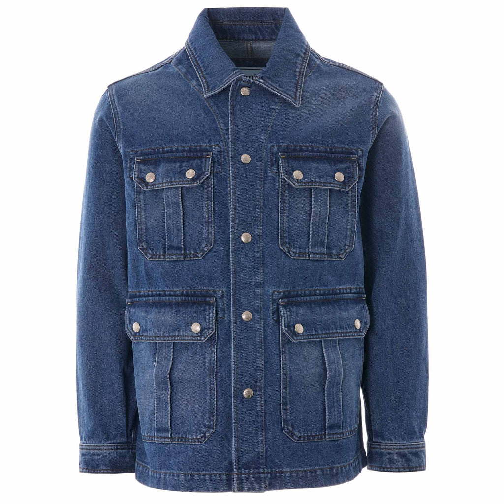 AMI Worker Denim Jacket - Used Blue