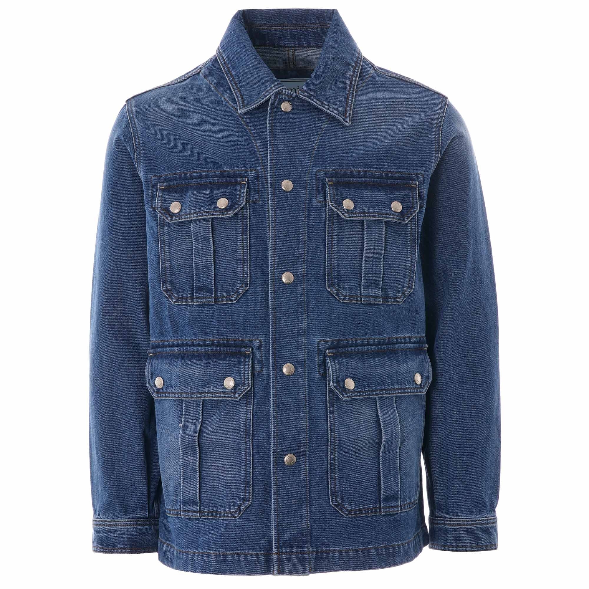 AMI Worker Denim Jacket - Used Blue