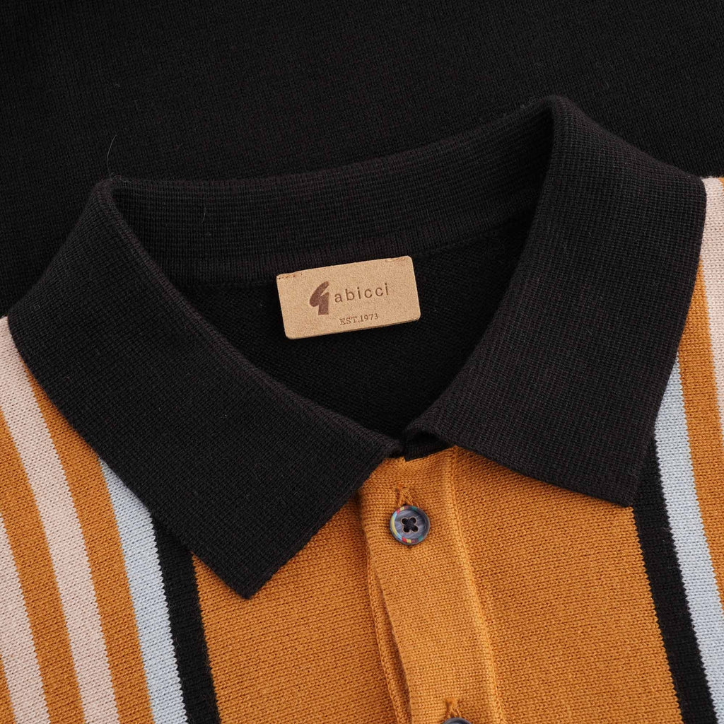Gabicci Vintage Casbah Multi Stripe Polo - Black
