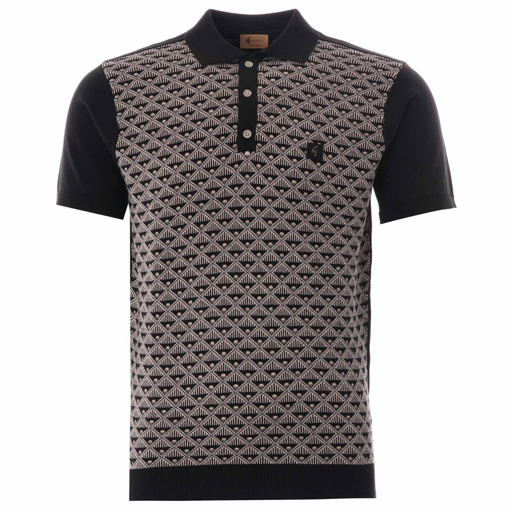 Gabicci Vintage Sunrise Knitted Polo - Black
