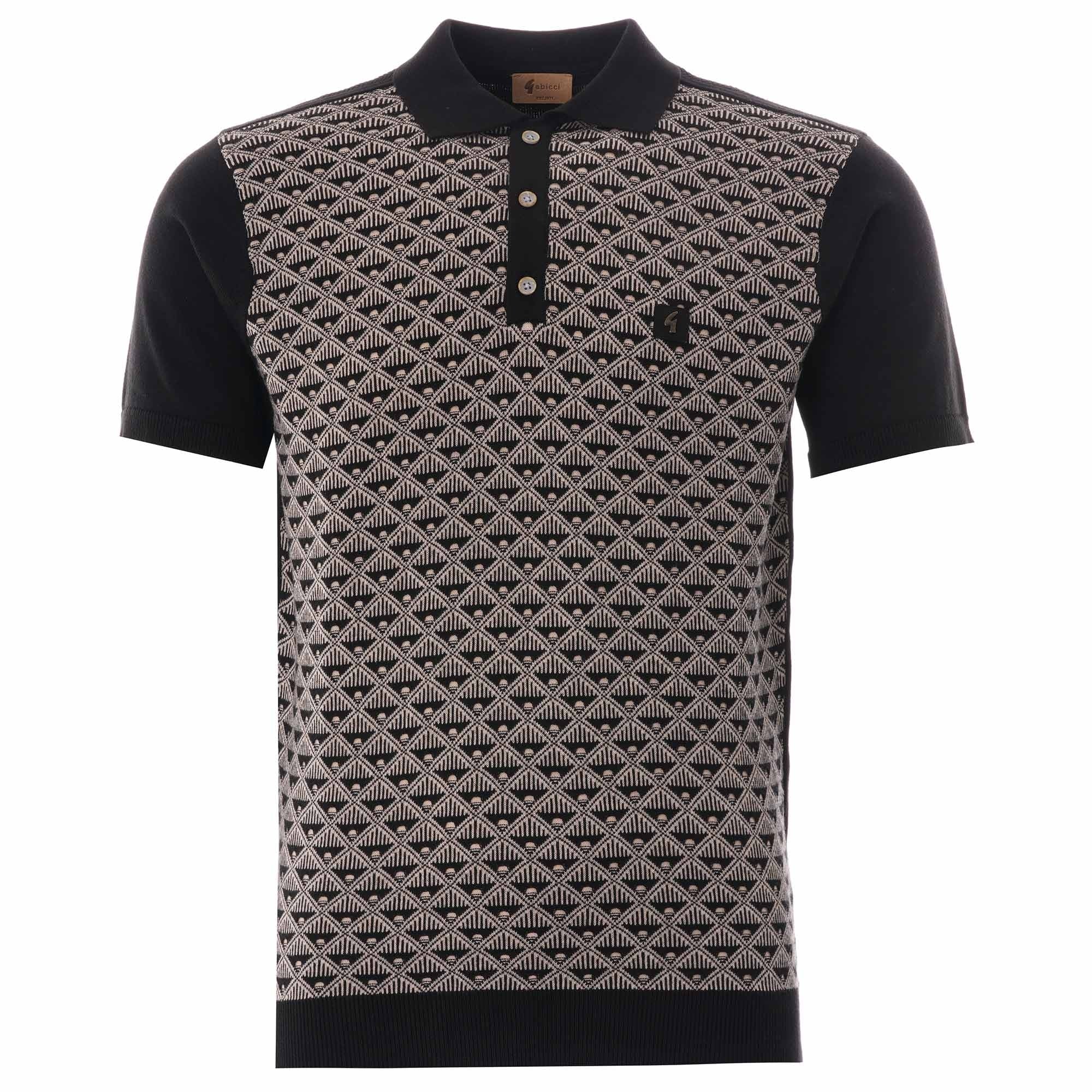 Gabicci Vintage Sunrise Knitted Polo - Black