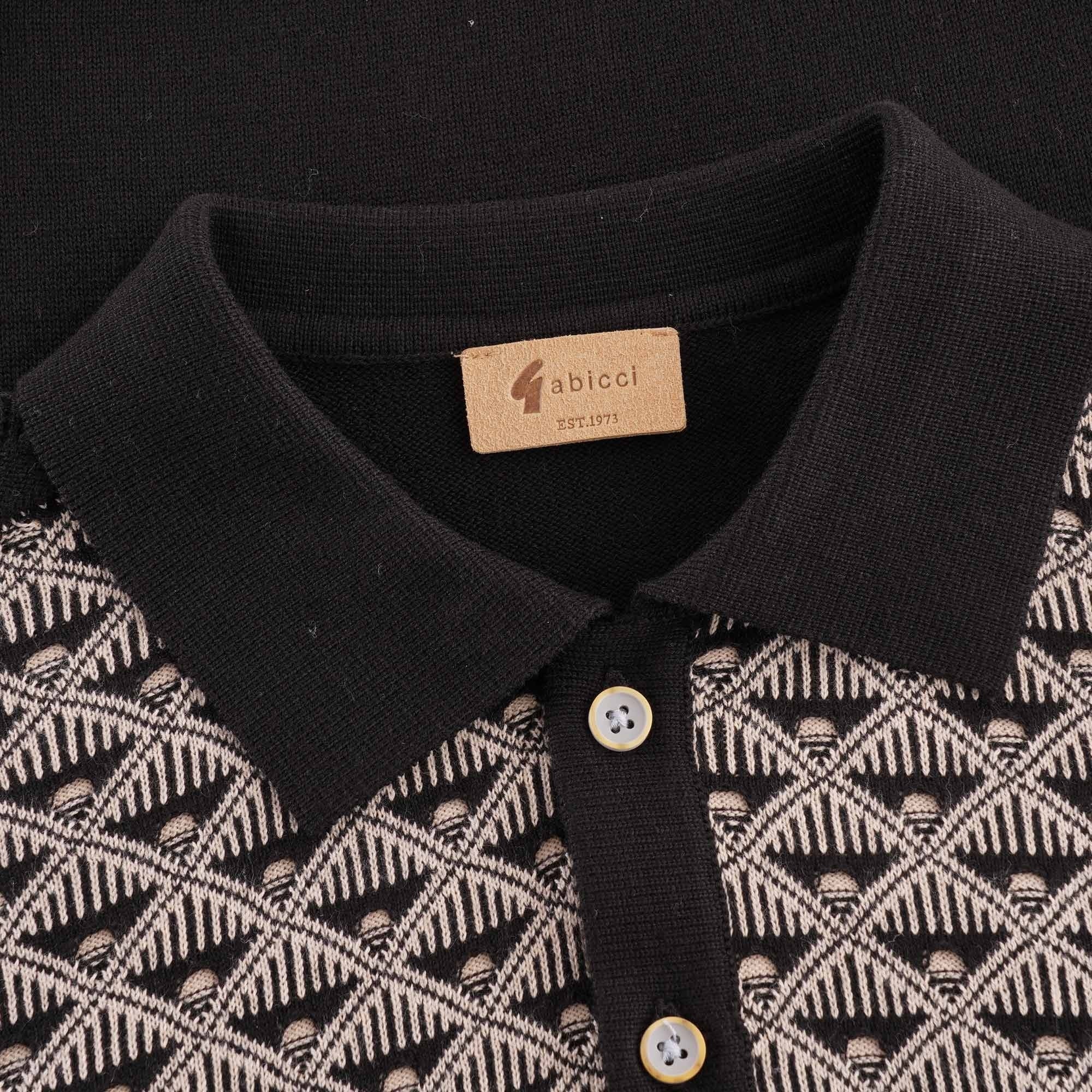 Gabicci Vintage Sunrise Knitted Polo - Black