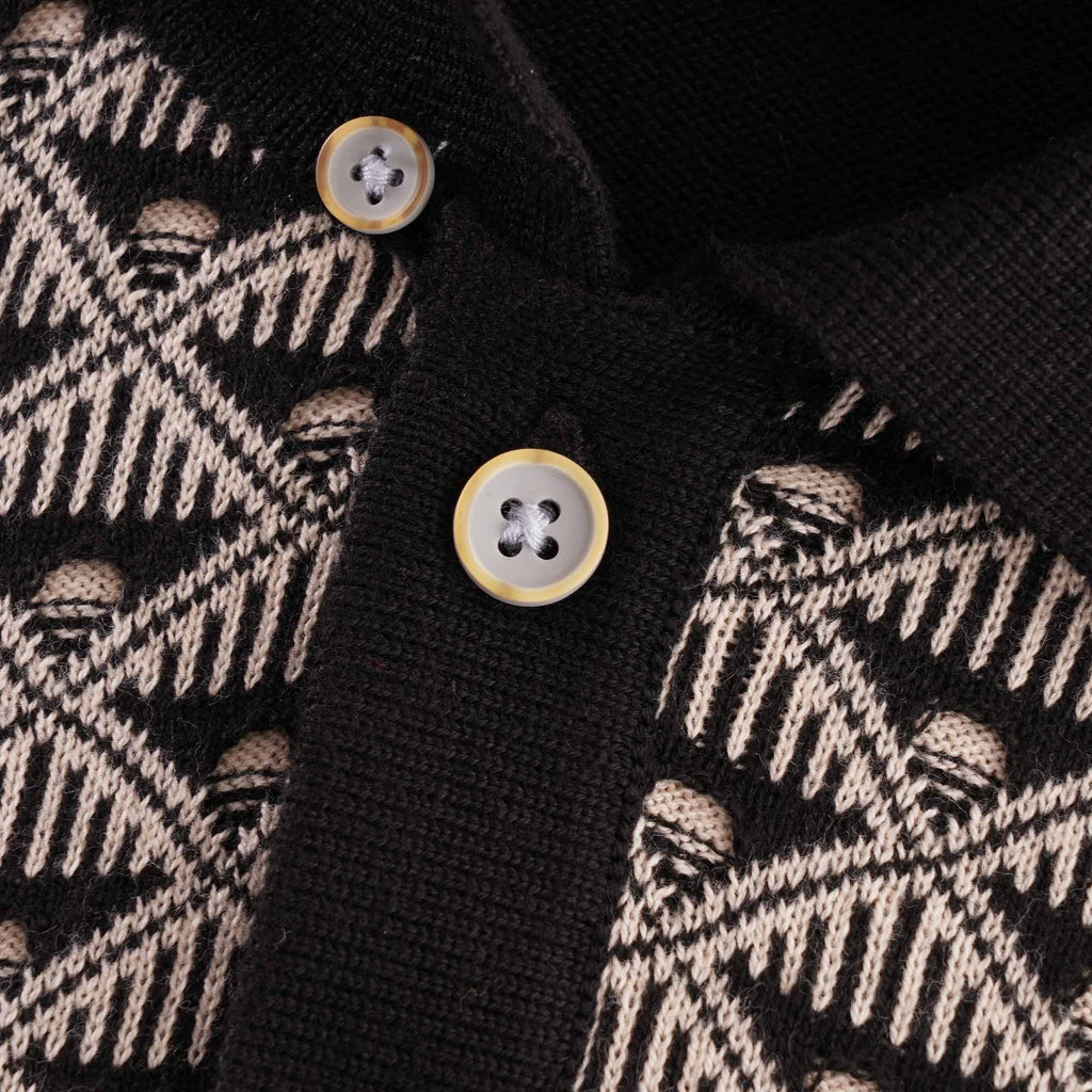 Gabicci Vintage Sunrise Knitted Polo - Black