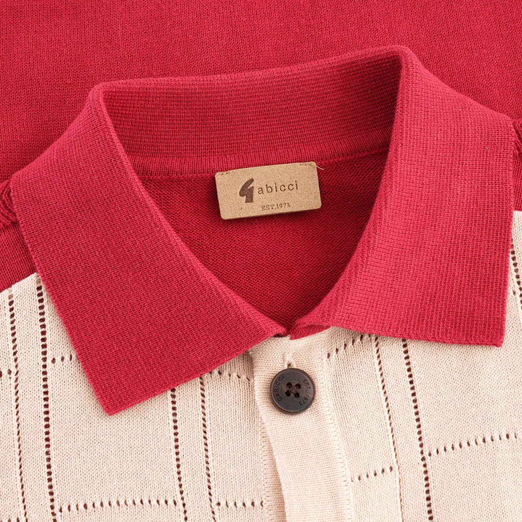 Gabicci Vintage Morgan Airtex Button Through Polo - Lava