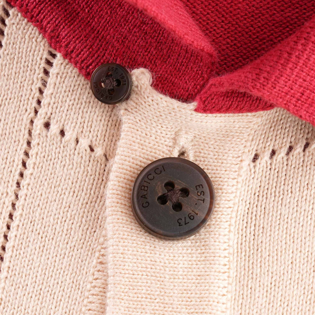 Gabicci Vintage Morgan Airtex Button Through Polo - Lava