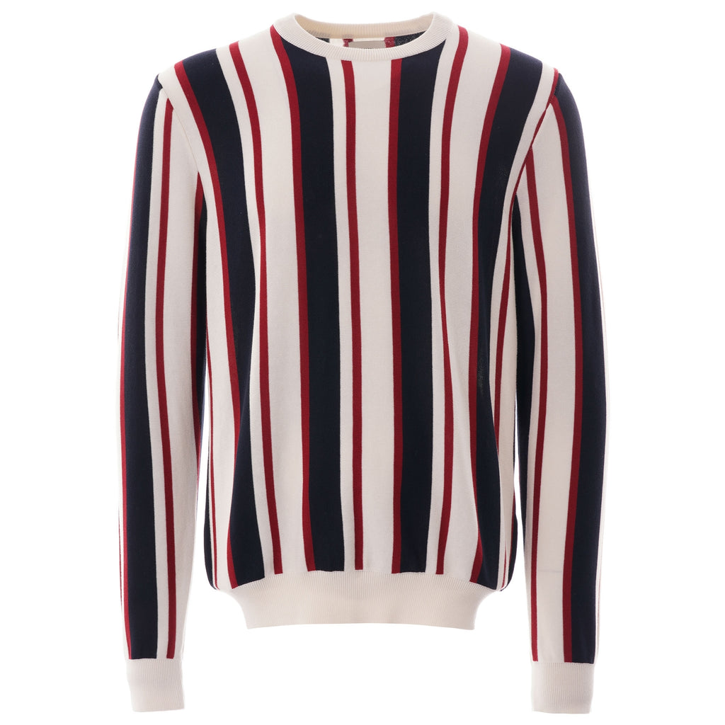 Ben Sherman Mod Stripe Knit Crew Jumper - Ivory