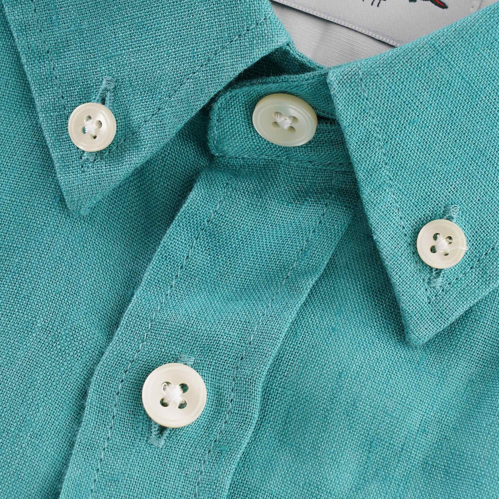 Lacoste Regular Fit Linen Shirt - Turquoise